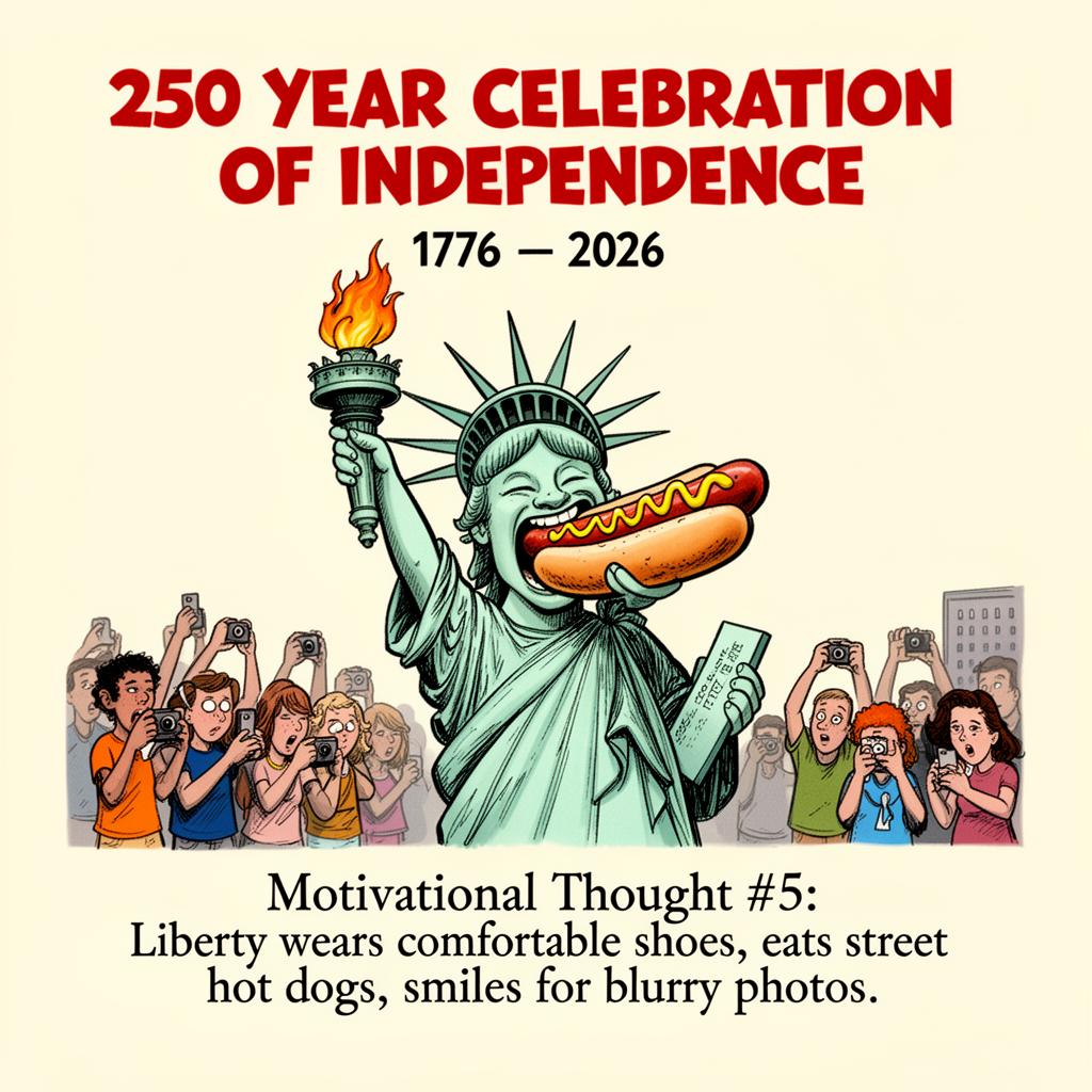 Lady Liberty Eats a Hot Dog — 250 Years