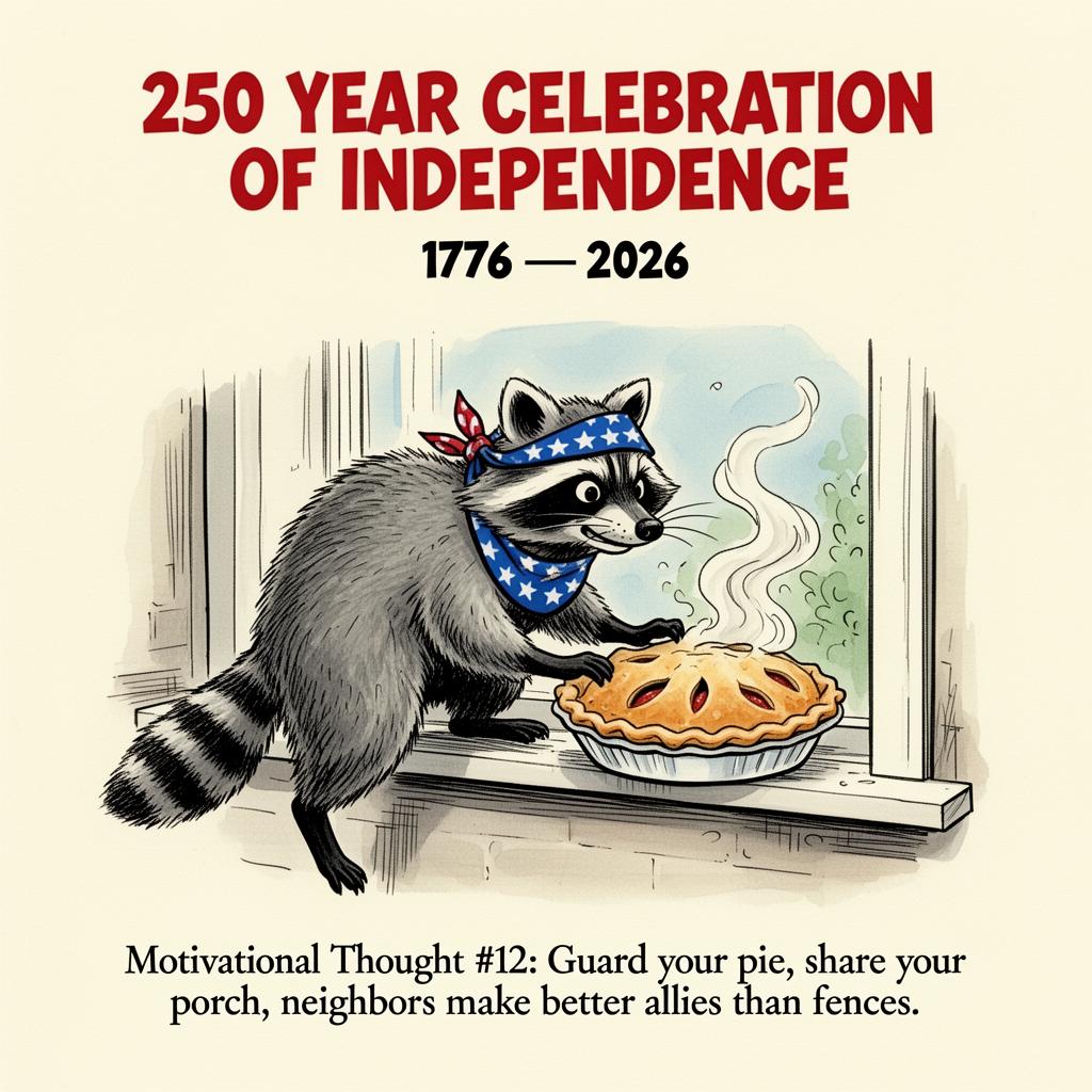 Raccoon Stealing Apple Pie — 250 Years