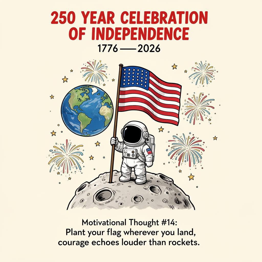 Astronaut Plants Flag on Moon — 250 Years