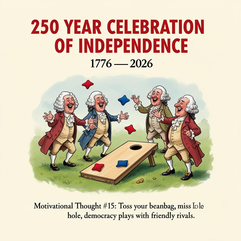 Founders Playing Cornhole — 250 Years