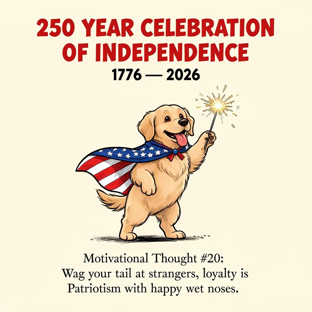 Patriot Dog in Flag Cape — 250 Years